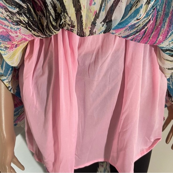 Shoreline Splash of Color Tropical Print With V Neck - Layered Summer Dress - Picture 5 of 6